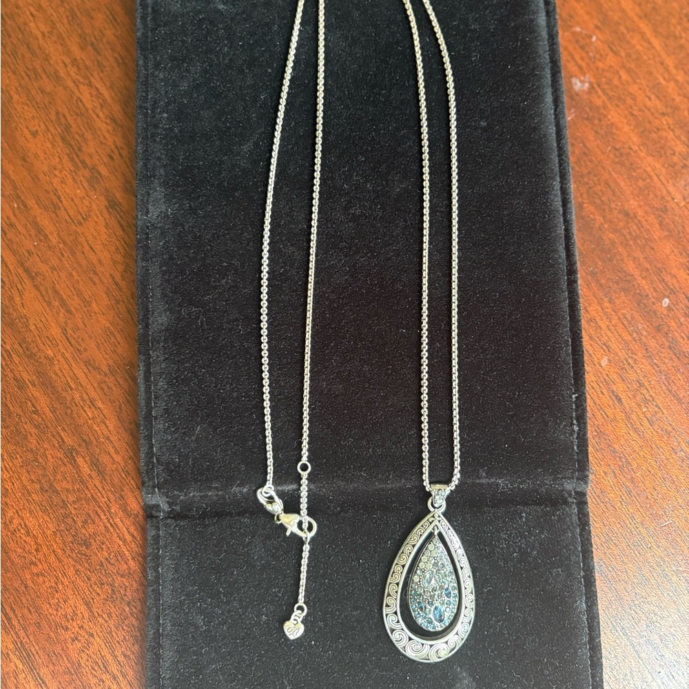 Brighton Crystal Voyage Necklace Blue Teardrop Counting my Blessing Necklace